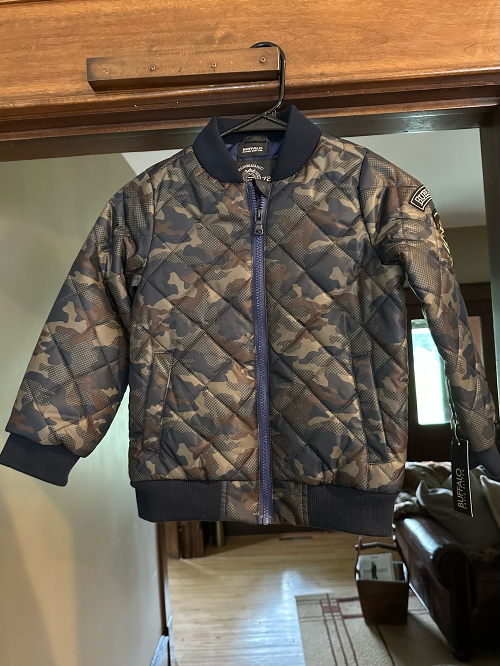 Buffalo David Bitton Boys' Camo Quilted Bomber Jacket - Navy/Brown
